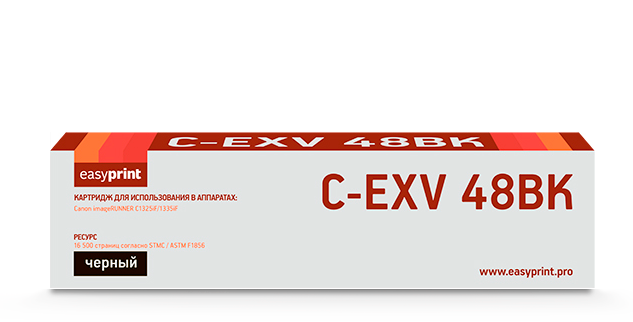

Картридж лазерный EasyPrint LC-EXV48BK (C-EXV48 BK/9106B002), черный, 16500 страниц, совместимый для Canon iR C1325iF/1335iF