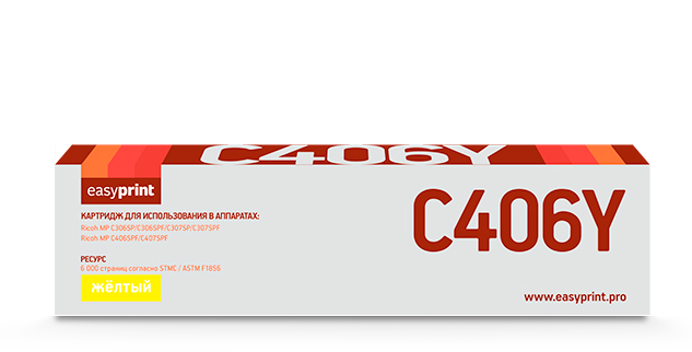 

Картридж лазерный EasyPrint LR-MPC406Y (MP C406Y/842098), желтый, 6000 страниц, совместимый для Ricoh MP C306/307/406/407