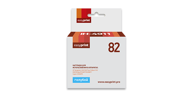 

Картридж струйный EasyPrint IH-4911 (№82/C4911A ), голубой, совместимый, для DesignJet 500/500 Plus/500ps/510/800/800ps/815MFP/820MFP/Copier CC800PS