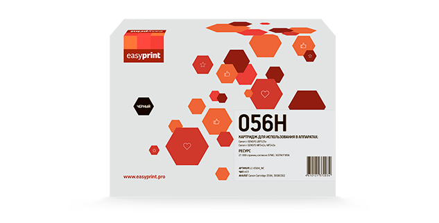 

Картридж лазерный EasyPrint LC-056H_NC (056H/3008C002), черный, 21000 страниц, совместимый для Canon i-SENSYS LBP325x/MF542x/543x без чипа