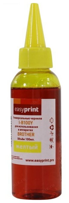 Чернила Easyprint, 100 мл, желтый, совместимые для Brother (I-B100Y)