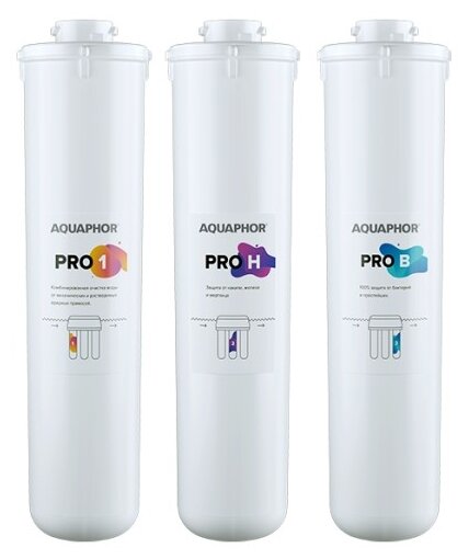 

Комплект картриджей Аквафор Pro1, ProН, Pro B для ECO H Pro, 8000л, 3шт. Плохая упаковка, Pro1, ProН, Pro B