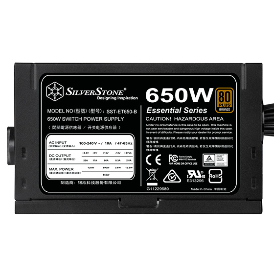 

Блок питания 650Вт ATX Silverstone ET650-B (v1.4), 120 мм, 80 Plus Bronze ( SST-ET650-B), ET650-B (v1.4)