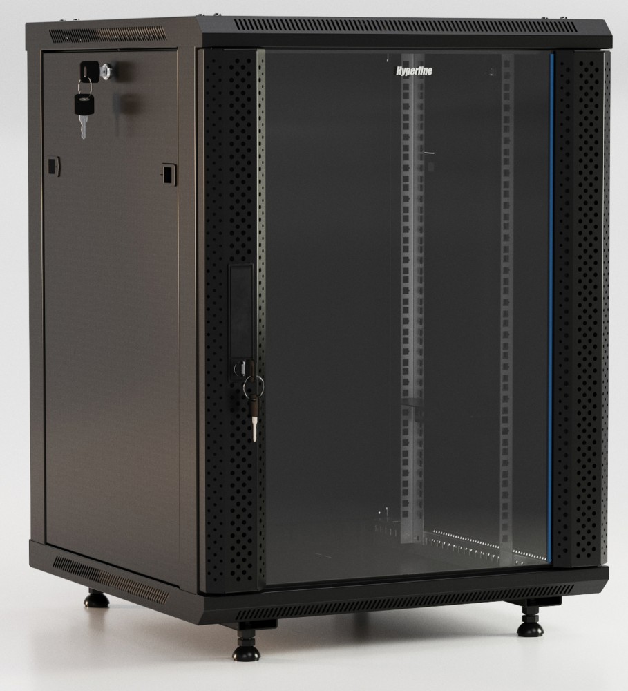 

Шкаф телекоммуникационный настенный 18U 600x600 мм, стекло/металл, черный, разборный, Hyperline TWB (TWB-FC-1866-GP-RAL9004)