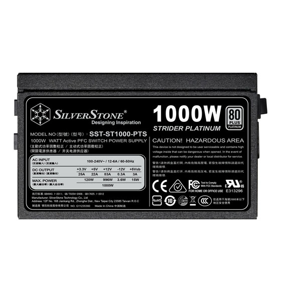 

Блок питания 1кВт ATX Silverstone Strider Platinum ST1000-PTS, 120 мм, 80 Plus Platinum ( SST-ST1000-PTS), Strider Platinum ST1000-PTS