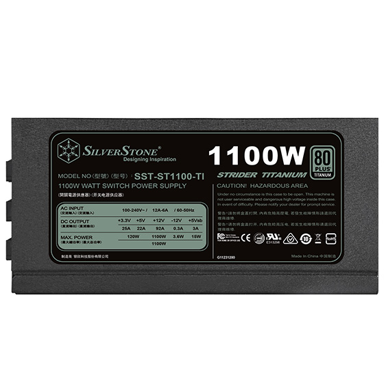 

Блок питания 1.1кВт ATX Silverstone ST1100-TI (v2.0), 135 мм, 80 Plus Titanium ( SST-ST1100-TI), ST1100-TI (v2.0)