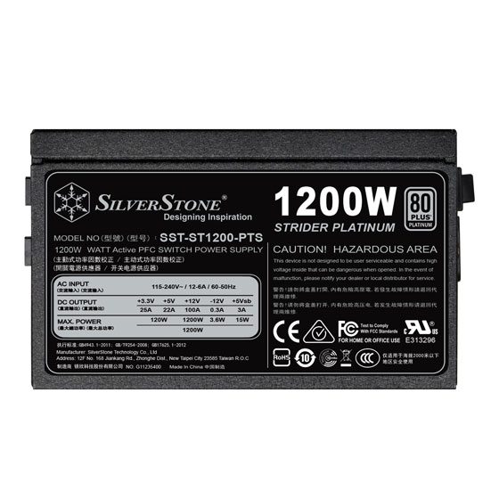 Блок питания 1200 Вт, SilverStone Strider Platinum ST1200-PTS, 120 мм 80 Plus Platinum