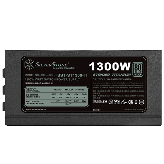 

Блок питания 1.3 кВт ATX SilverStone Strider Titanium ST1300-TI (v2.0), 135 мм, 80 Plus Titanium, Retail (SST-ST1300-TI), Strider Titanium ST1300-TI (v2.0)