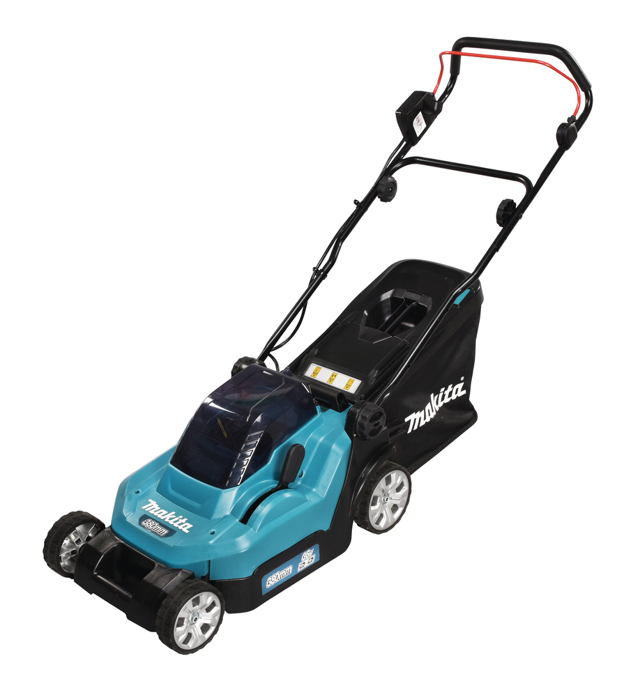 

Колесная газонокосилка Makita DLM382Z, электрическая, аккумуляторная, Li-Ion, 18В, ширина скашивания 38см, высота скашивания 20мм-75мм, 81 дБ, объем травосборника 40л., 16.9кг, без акб и зу, DLM382Z