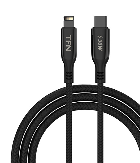 

Кабель Lightning 8-pin-USB Type-C, 3A быстрая зарядка, 1.2м, черный TFN (TFN-C-BLZ-CL1M-BK)