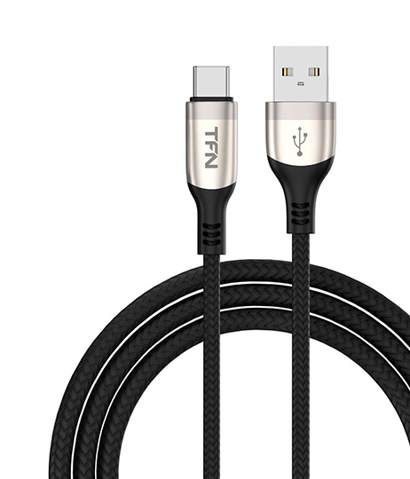 

Кабель USB Type-C-USB, 2A быстрая зарядка, 1.2м, черный/серебристый TFN (TFN-C-BLZ-AC1M-NI)