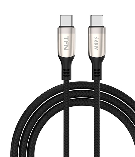 

Кабель USB Type-C-USB Type-C, 3A, 1.2м, черный/серебристый TFN (TFN-C-BLZ-CC1M-NI)