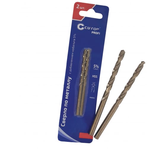 

Сверло ⌀3.1мм x 65мм/36мм, Р6М5К5, по металлу, CUTOP, 2шт. (48-363)