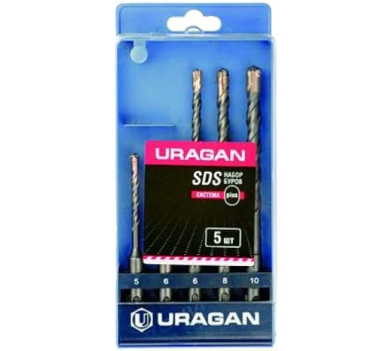 

Набор буров SDS+, 5x110, 6x110, 6x160, 8x160, 10x160, 5шт. URAGAN (901-25554-H5)