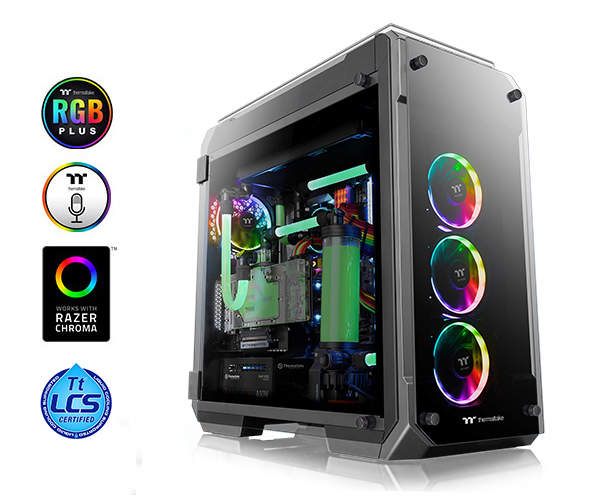 Корпус Thermaltake View 71 TG RGB Plus, EATX, FullTower, 2xUSB 3.0, черный, Без БП (CA-1I7-00F1WN-00) (Плохая упаковка)