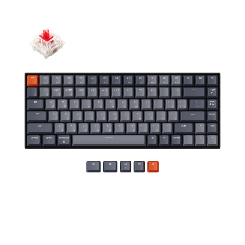 

Клавиатура проводное/беспроводное Keychron K2 Light Grey, механическая, Gateron Red, подсветка, Bluetooth / USB, серый (K2C1Z), K2 Light Grey