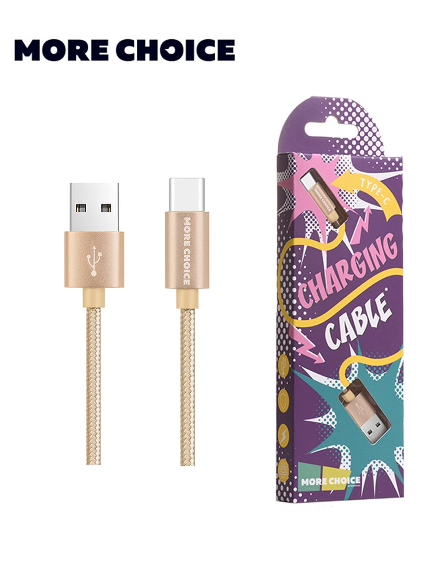 

Кабель USB-USB Type-C, 2A, 1м, золотистый MORE CHOICE K11a, K11a