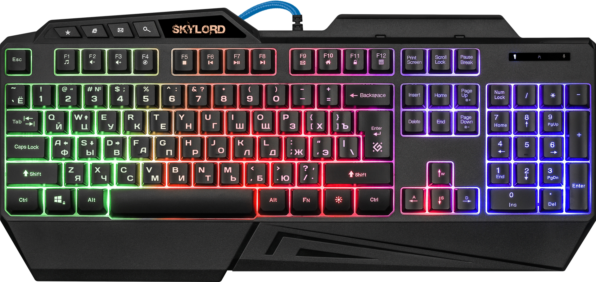 

Клавиатура проводная Defender SkyLord GK-126, мембранная, подсветка, USB, черный (45156), SkyLord GK-126