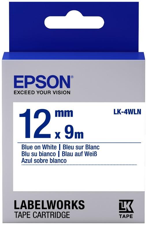Картридж с лентой Epson LK-4WLN9 , 12ммx9м, синий на белом, оригинальная (C53S654022)