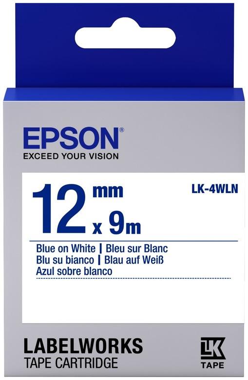 

Картридж с лентой Epson LK-4WLN9 , 12ммx9м, синий на белом, оригинальная (C53S654022), LK-4WLN9