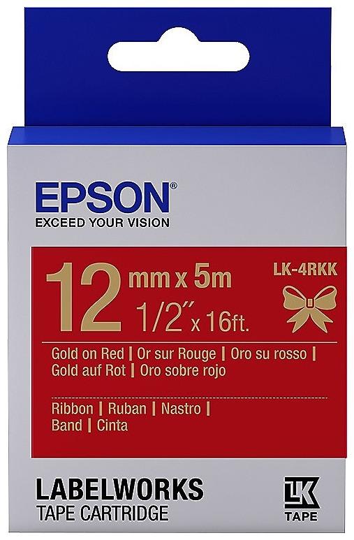 Картридж с лентой Epson LK-4RKK , 12ммx5м, золотистый на красном, оригинальная ( C53S654033)