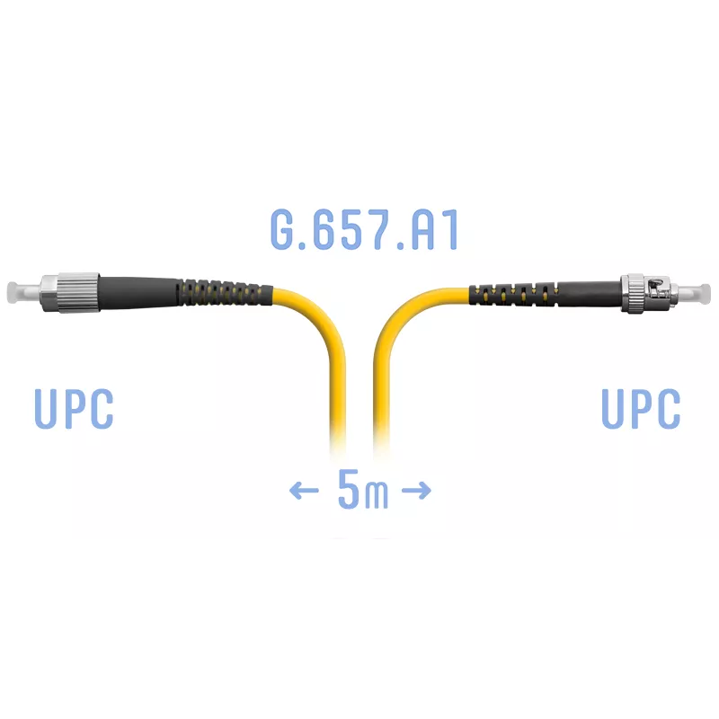 Патч-корд оптический SNR, FC/UPC-ST/UPC, одномодовый, G.657.A1, одинарный, 5м, желтый (SNR-PC-FC/UPC-ST/UPC-A-5m)