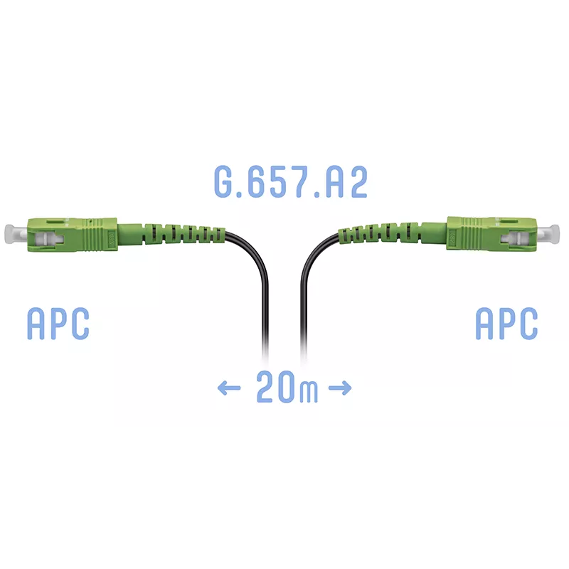 Патч-корд оптический FTTH SNR, SC/APC-SC/APC, одномодовый, G.657.A2, одинарный, 20м, черный (SNR-PC-FTTH-SC/APC-H-20m)