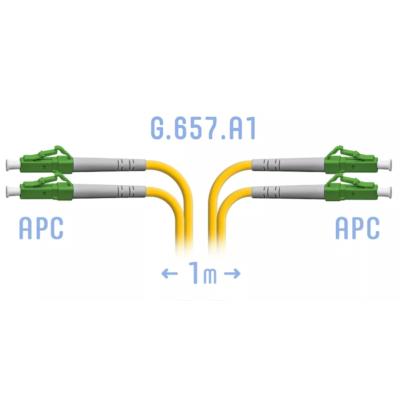 Патч-корд оптический SNR, LC/APC-LC/APC, одномодовый, G.657.A1, двойной, 1м, желтый (SNR-PC-LC/APC-DPX-A-1m)