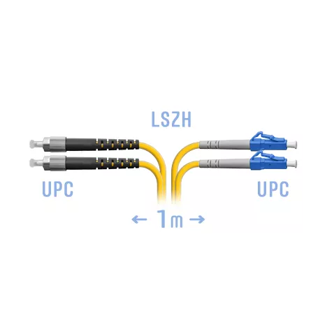 Патч-корд оптический SNR, LC/UPC-FC/UPC, одномодовый, G.652.D, двойной, 1м, желтый (SNR-PC-LC/UPC-FC/UPC-DPX-1m)