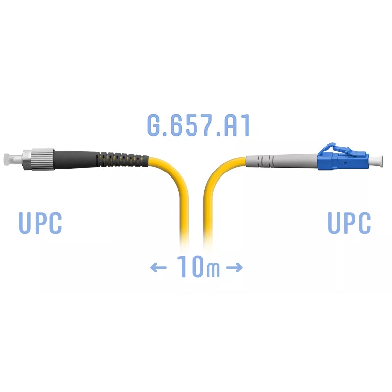 Патч-корд оптический SNR, LC/UPC-FC/UPC, одномодовый, G.657.A1, одинарный, 10м, желтый (SNR-PC-LC/UPC-FC/UPC-A-10m)