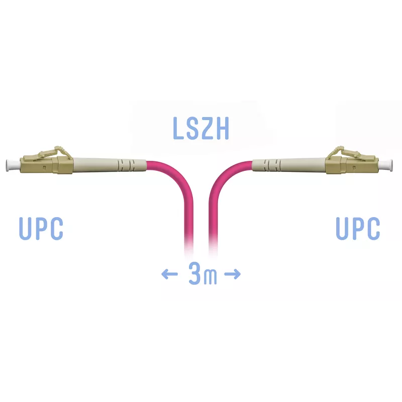 Патч-корд оптический SNR, LC/UPC-LC/UPC, многомодовый, 50/125, OM4, одинарный, 3м, пурпурный (SNR-PC-LC/UPC-MM4-3m)