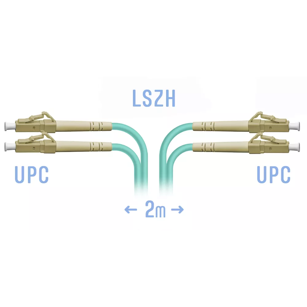 Патч-корд оптический SNR, LC/UPC-LC/UPC, многомодовый, 50/125, OM3, двойной, 2м, голубой (SNR-PC-LC/UPC-MM-DPX-2m)