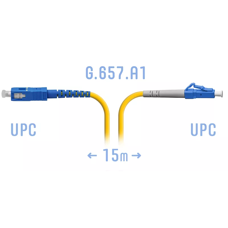 Патч-корд оптический SNR, LC/UPC-SC/UPC, одномодовый, G.657.A1, одинарный, 15м, желтый (SNR-PC-LC/UPC-SC/UPC-A-15m)