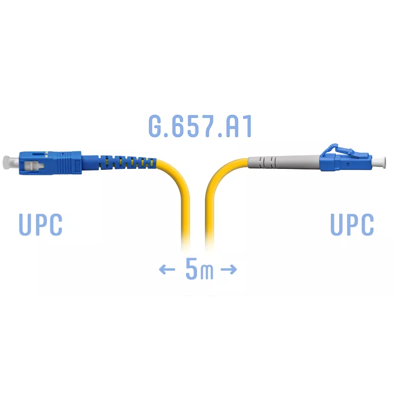 Патч-корд оптический SNR, LC/UPC-SC/UPC, одномодовый, G.657.A1, одинарный, 5м, желтый (SNR-PC-LC/UPC-SC/UPC-A-5m)