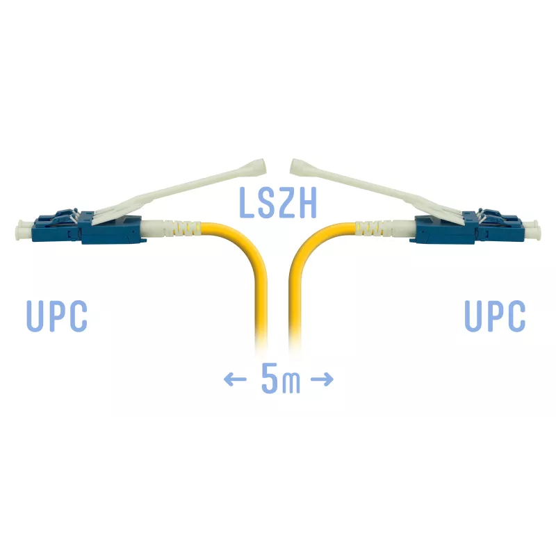Патч-корд оптический SIMPLEX, LC/UPC-LC/UPC, одномодовый, G.657.A1, двойной, 5м, желтый (SNR-PC-LC/UPC-A-DPX-HD-5m)