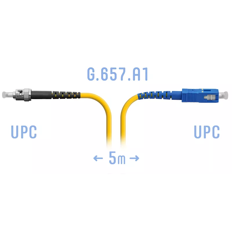 Патч-корд оптический SNR, ST/UPC-SC/UPC, одномодовый, G.657.A1, одинарный, 5м, желтый (SNR-PC-ST/UPC-SC/UPC-A-5m)