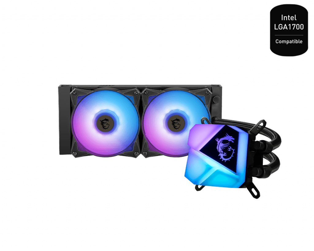 

Жидкостное охлаждение MSI MAG CORELIQUID C240 для Socket 115x/2066/2011/2011-3/1356/1366/1200/1700/AM4/AM3/AM3+/FM1/AM2+/FM2/FM2+, 280 Вт, 2x120мм, ARGB, MAG CORELIQUID C240