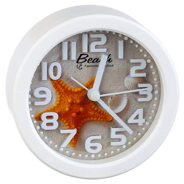 Часы Perfeo PF-TC-013, от батарейки, будильник, белый/звезда (PF_C3145)