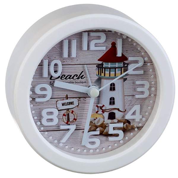 

Часы Perfeo PF-TC-013, от батарейки, будильник, белый/маяк (PF_C3146), PF-TC-013