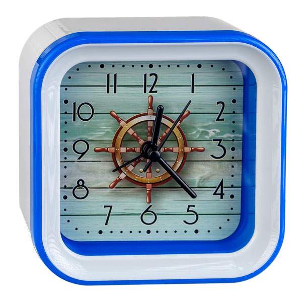 Часы Perfeo PF-TC-006, от батарейки, будильник, белый/штурвал (PF_C3106)