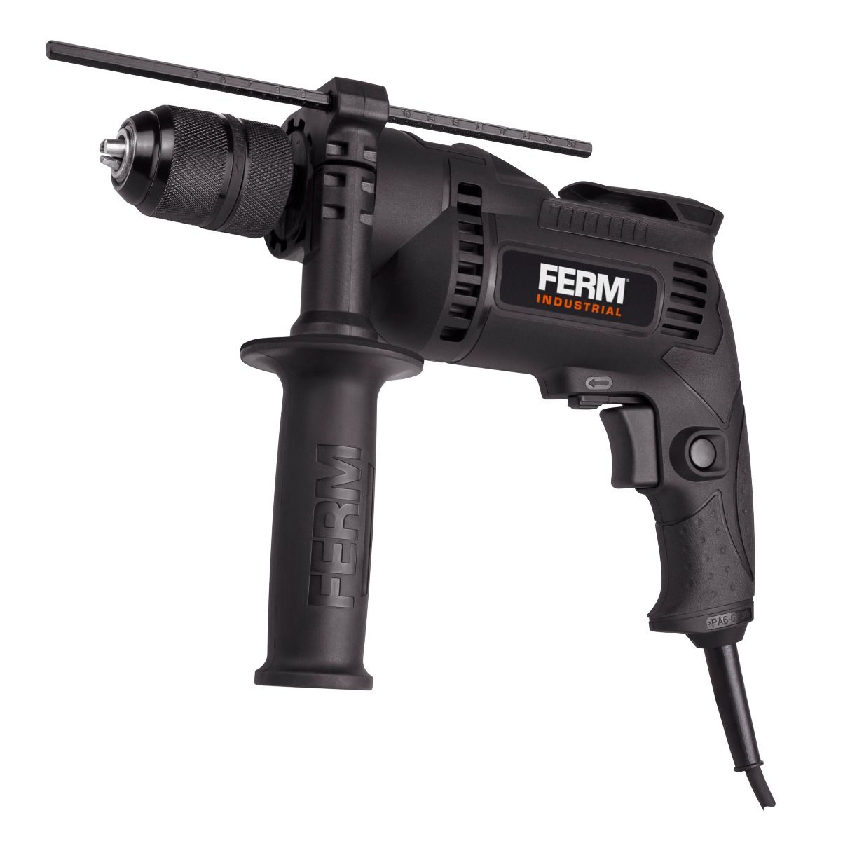 

Дрель Ferm PDM1049P_K, сетевая, 710 Вт, 3200 об/мин, ударная, быстрозажимной патрон, PDM1049P_K
