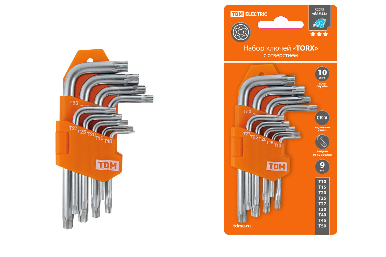 

Набор ключей Torx, предметов в наборе: 9шт., CrV, ключи: имбусовые - 9шт., блистер, TDM ( SQ1021-0102)