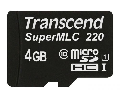 Карта памяти промышленная 4Gb microSDHC Transcend SuperMLC Class 10 UHS-I U1 TS4GUSD220I 230000₽