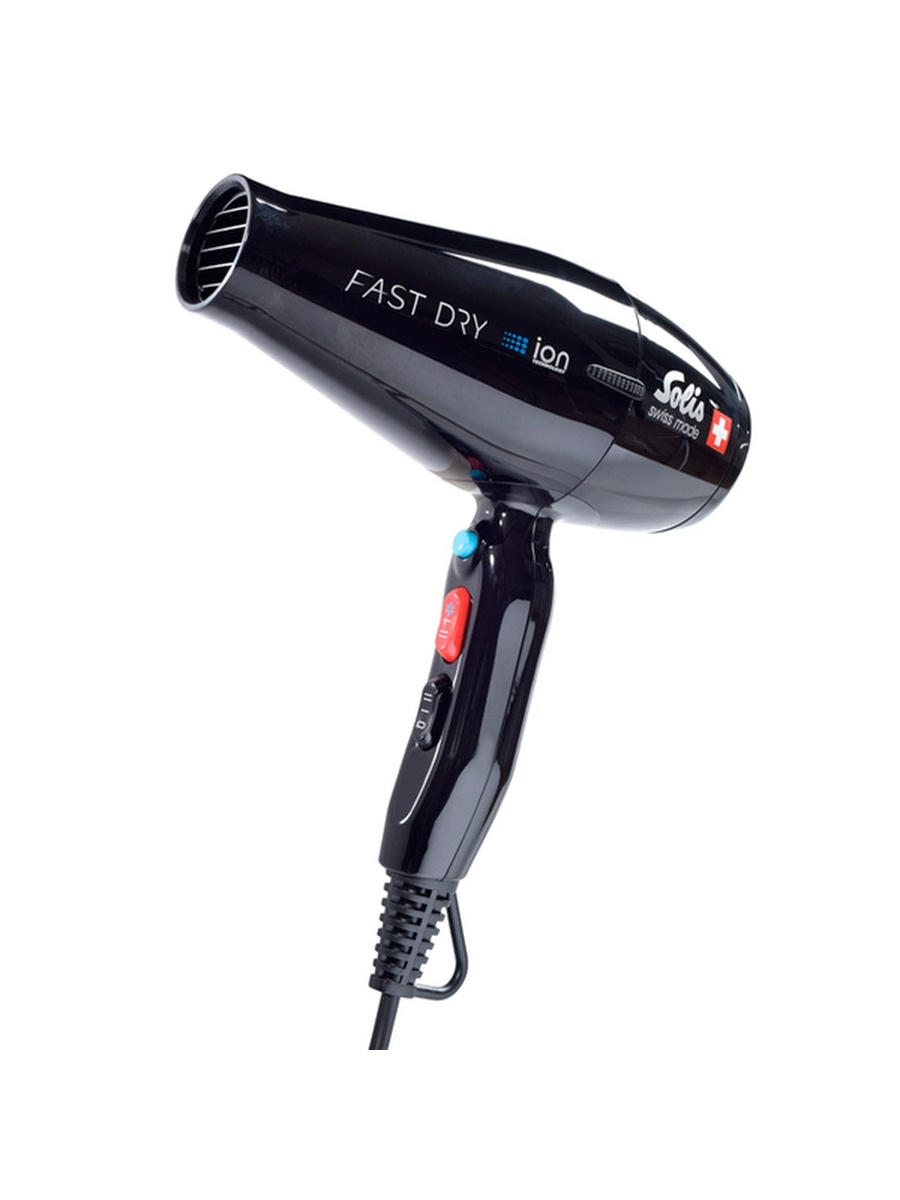 

Фен SOLIS Fast Dry 381 2200Вт, режимов: 6, насадок: 1, ионизация, концентратор, черный (381 BLACK), 381