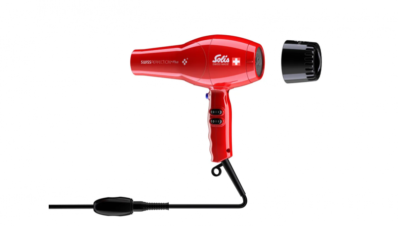 

Фен SOLIS Swiss Perfection Plus 3801 2300Вт, режимов: 8, насадок: 3, два концентратора, диффузор, глушитель, красный (3801 RED), 3801