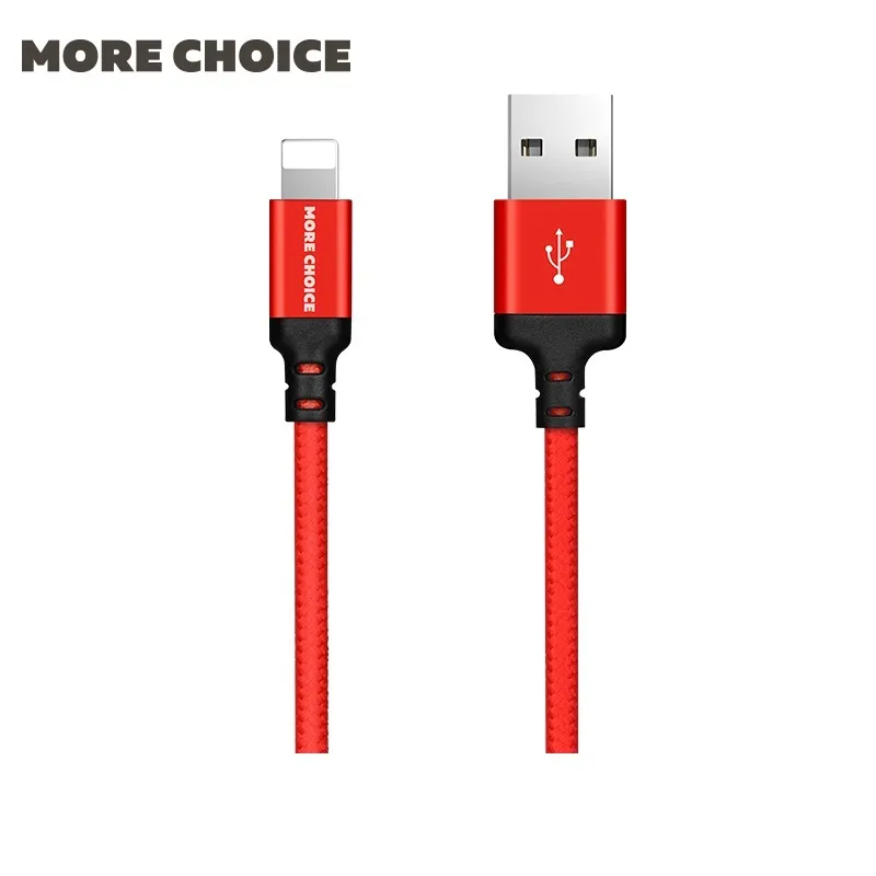 

Кабель Lightning 8-pin(m)-USB 2.0(Am), 2.1A, 1м, черный/красный MORE CHOICE (K12i), 0