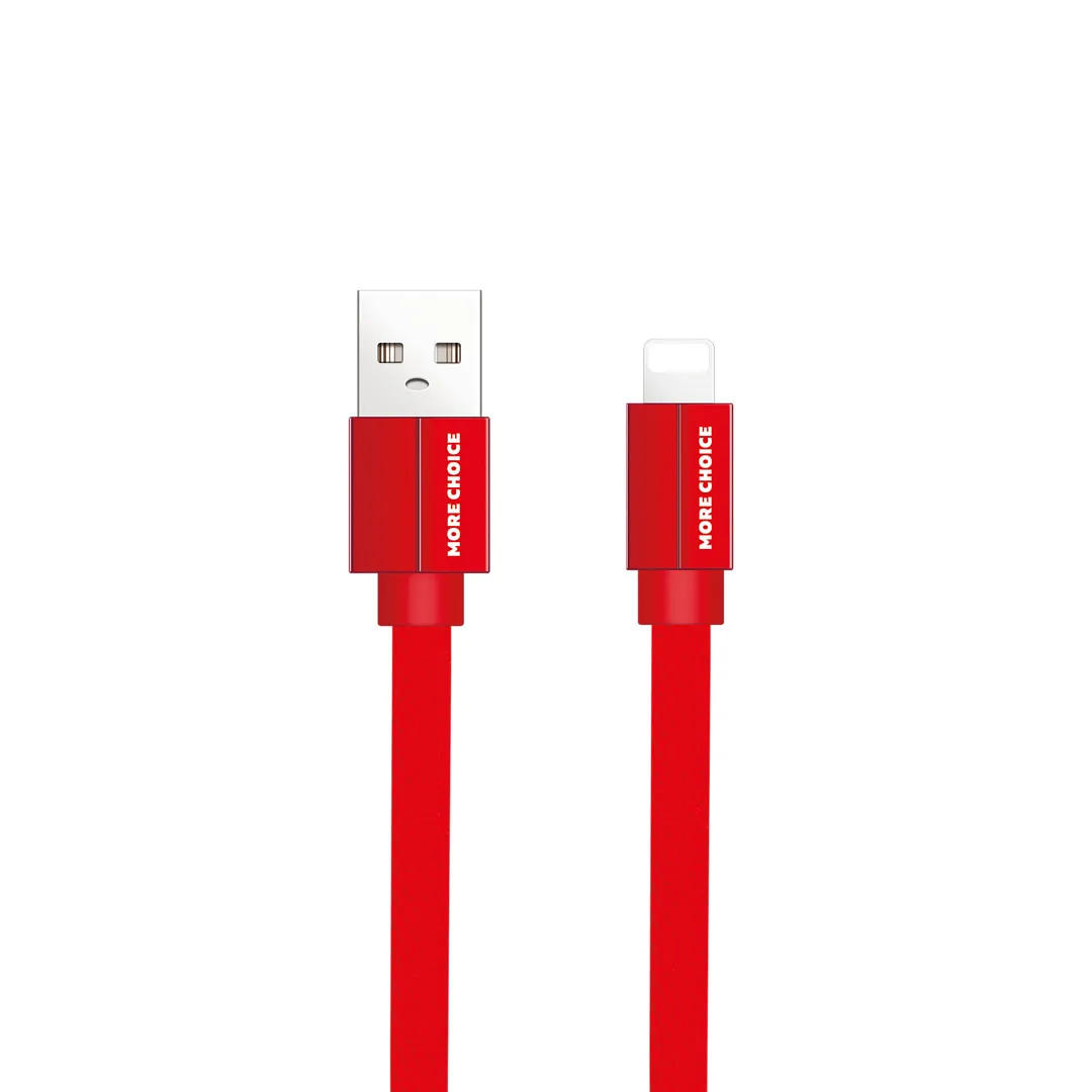 

Кабель Lightning 8-pin-USB, плоский, 2.1A, 1м, красный MORE CHOICE (K20i)