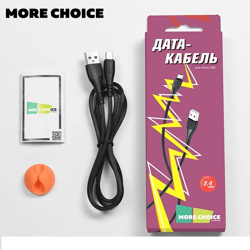 

Кабель Micro USB-USB, 2.4A, 1м, черный MORE CHOICE (K22m)