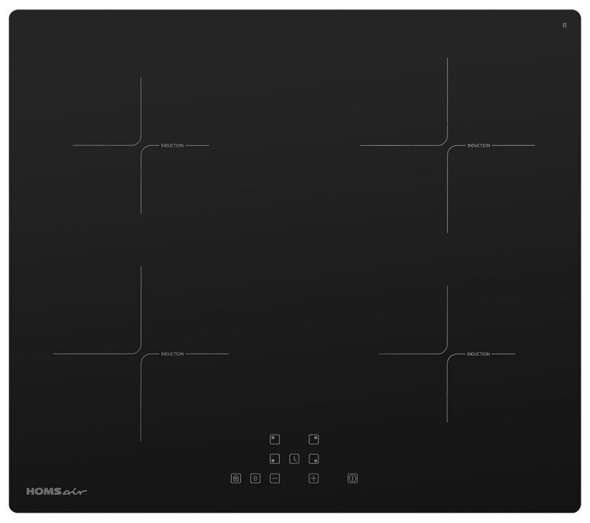 

Индукционная варочная панель HOMSAir HI64BK 4 конфорки, черный (HI64BK), Черная, HI64BK