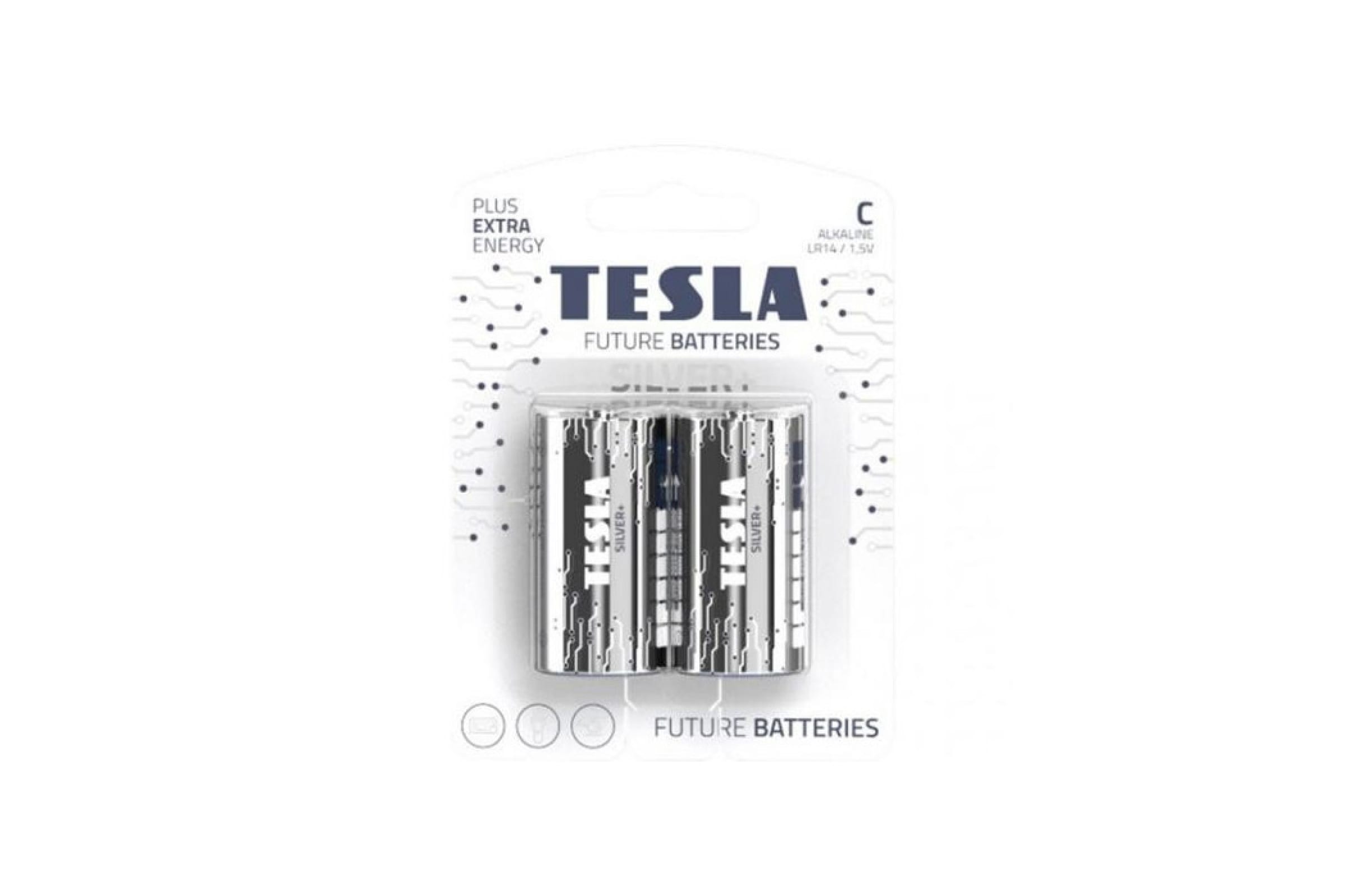 Батарея TESLA SILVER, C (R14, LR14, 343), 1.5V, 2шт. (8594183392370)